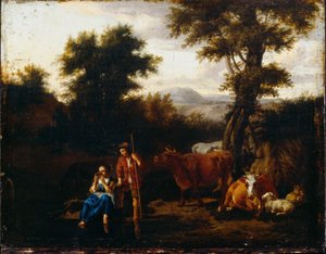 Bauern und Vieh von Adriaen van de Velde