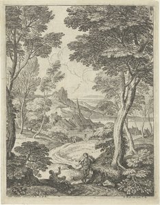 Landschaft mit spitzem Turm von Adriaen van der Kabel