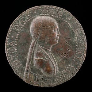 Elisabetta Gonzaga, gestorben 1528, Herzogin von Urbino, Ehefrau von Guidobaldo I 1489 [Vorderseite], wahrscheinlich nach 15