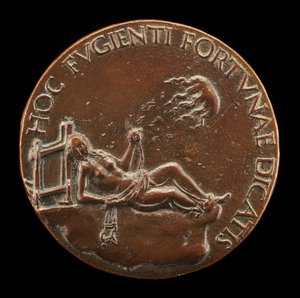 Weibliche Figur, die ein Zaumzeug hält [Rückseite]