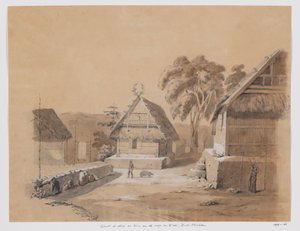 Ansicht des Dorfes und des Hauses des Raja von Kisar, Süd-Molukken