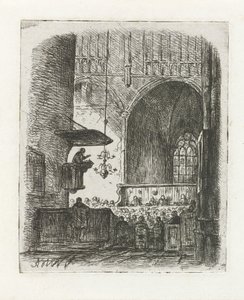 Kircheninterieur mit Gottesdienst