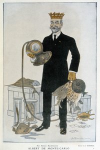 Albert I. von Monaco (1848-1922), Gründer des Ozeanographischen Museums von Monte Carlo - Illustration von Adrien Barrere (1877-1931) in Fantasio am 15.04.1914 von Adrien Barrere
