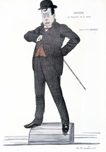 Porträt von Andre Antoine (1858-1943), französischer Regisseur, Schauspieler, Theoretiker und Theaterdirektor - Zeichnung von A. Barrere - in „Fantasio“, 01.06.1907