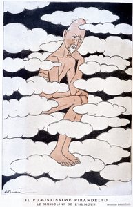 Porträt von Luigi Pirandello (1867 - 1936), italienischer Dramatiker - Illustration von Adrien Barrère (1877-1931) in „Fantasio“ vom 01.08.1925