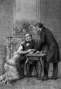 Theateraufführung: 1. Akt von "Jean Baudry" von Auguste Vacquerie (1819-1895) mit Melle Bertet (Andree), M. Barre (Bruel), Edmond Got (1822-1901) (Jean Beaudry). Paris, Comédie Française von Adrien Emmanuel Marie
