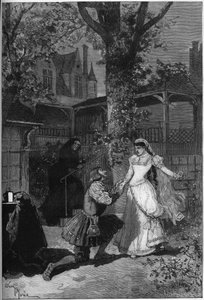Theateraufführung: „Der König amüsiert sich“ von Victor Hugo (1808-1883). Akt II Szene 5: das Haus von Triboulet, König Franz I. (Mounet Sully (oder Mounet Sully) 1841-1916) zu Füßen von Blanche (Julia Bartet) von Adrien Emmanuel Marie
