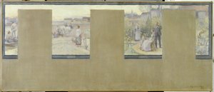 Skizze für das Rathaus von Nogent-sur-Marne: Das Rudern - das Pflügen - die Sommerfrische - die Gartenarbeit, 1889 von Adrien Karbowsky