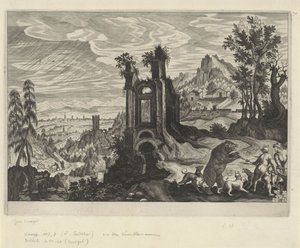 Landschaft mit Bärenjagd