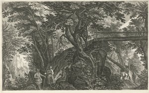 Waldlandschaft mit einer Brücke von Egidius  Sadeler (II)