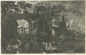 Nächtliche Szene mit Fischern an einem Fluss von Egidius  Sadeler (II)
