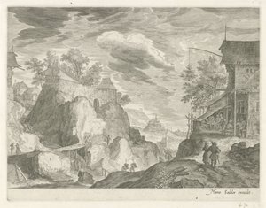 Felslandschaft mit Gasthaus und Häusern von Egidius  Sadeler (II)