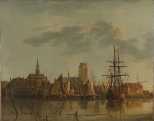 Ansicht von Dordrecht bei Sonnenuntergang