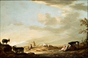 Landschaft mit Vieh und Figuren