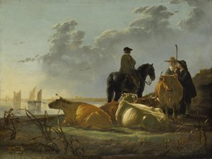Bauern und Vieh am Fluss Merwede