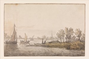 Flusslandschaft mit Segelbooten von Aelbert Cuyp