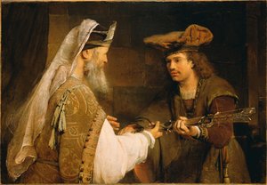 Ahimelech gibt David das Schwert von Goliath von Aernt de Gelder