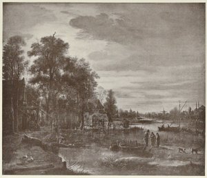 Mondschein Flusslandschaft mit Figuren von Aert van der Neer