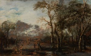 Bewaldete Landschaft mit einem Jäger von Aert van der Neer