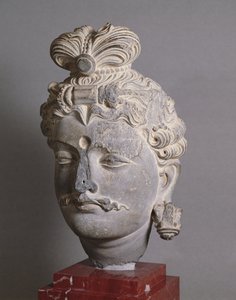 Kopf eines Bodhisattva, griechisch-buddhistischer Stil, aus Buner, 2. Jahrhundert