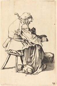 Alte Frau mit Katzen