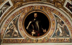 Porträt von Cosimo I. di Medici, Großherzog der Toskana und Vater von Francesco I. (Gemälde auf Schiefer)