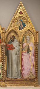 Heiliger Bernhard und Heilige Katharina von Alexandria mit der Verkündigung der Jungfrau [rechter Flügel]