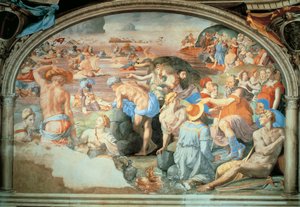 Durchquerung des Roten Meeres, Fresko von Agnolo Bronzino, Palazzo Vecchio, Florenz, Italien von Agnolo Bronzino