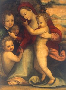 Madonna mit Kind, St. Johannes und Engeln von Agnolo Bronzino