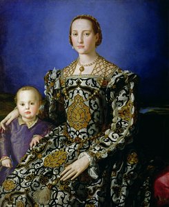 Porträt von Eleonora von Toledo und ihrem Sohn Giovanni de Medici, ca. 1544-45 von Agnolo Bronzino