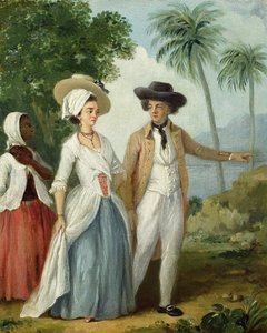 Ein Pflanzer und seine Frau, begleitet von einem Diener, ca. 1780