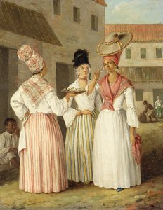 Eine westindische Blumenverkäuferin und zwei andere freie Frauen von Farbe, um 1769 von Agostino Brunias