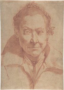 Brustbild einer Frau (Vorderseite); Brustbildstudie eines Mädchens (Rückseite) von Agostino Carracci