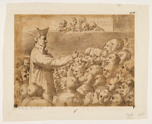 Karikatur einer Predigt von Agostino Carracci