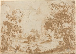 Landschaft mit zwei Wäscherinnen