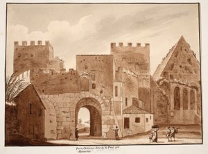 Das Porta Ostiensis oder San Paolo, gebaut von Honorius, 1833 von Agostino Tofanelli