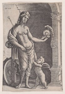 Die Liebe zum Ruhm, datiert 1528 von Agostino Veneziano