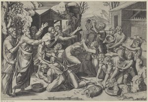 Sammeln des Manna von Agostino Veneziano