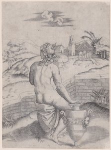 Frau sitzt neben einer Vase, ca. 1514-36