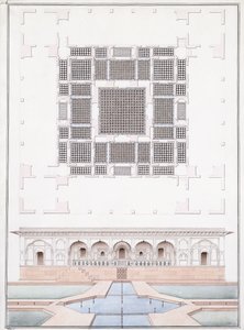 Ansicht der Südfront und des Gartenpalastes des Suraj Bhawan in Dig