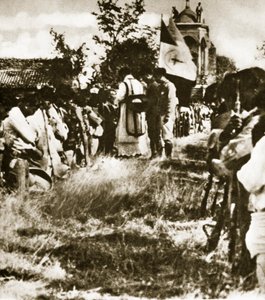 Eine Gruppe von Cristeros versammelt sich zu geheimen Andachten, ca. 1926 von Agustin Victor Casasola