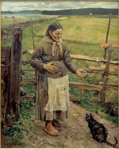 Alte Frau mit Katze