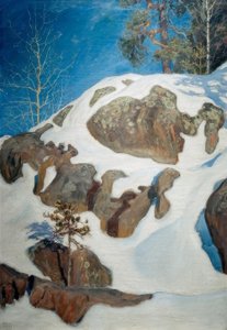 Schneebedeckte Felsen bei Kalela von Akseli Valdemar Gallen Kallela