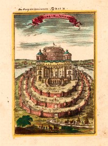 Die Festung und die hängenden Gärten der legendären Königin Semiramis in Babylon von Alain Manesson Mallet