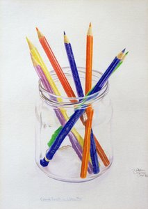 Buntstifte in einem Glas, 1980