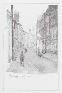 Londoner Gassen: Brick Lane, Blick nach Norden (Litho)