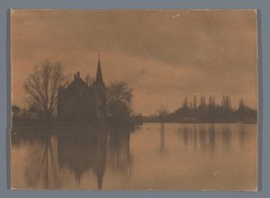 Ansicht eines Landhauses oder kleinen Schlosses am Wasser, Niederlande von Alb. Kapteijn (attributed to)