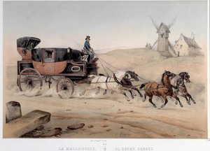 Der Postkoffer, der die Stadt Saint-Étienne bedient. Lithografie von Albert Adam. 19. Jahrhundert. Paris, Musée Carnavalet von Albert Adam