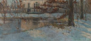 Schneebedecktes Landhaus und Park, um 1892 von Albert Baertsoen