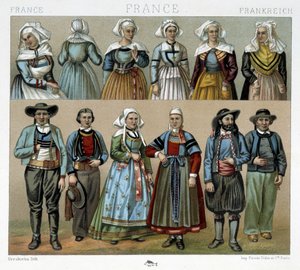 Bretonische Kostüme des 19. Jahrhunderts - in „Le costume ancien et historique“ von Racinet